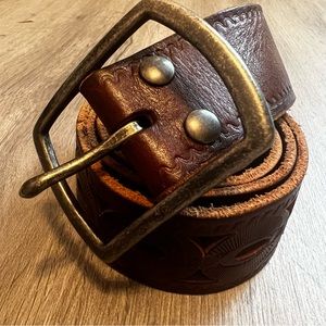 Lucky Brand Belt All Leather Dark Brown Size 39